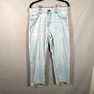 Wrangler Jeans Womens 14 Husky Blue Denim Loose Fit Light Wash Everyday Wear